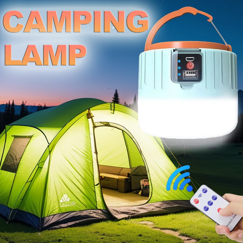 Camping Lantern - ソーラーキャンプランタン 充電式LEDポータブルワークライト リモコン付き、パワーバンク懐中電灯 釣りBBQ用屋外緊急ランプ