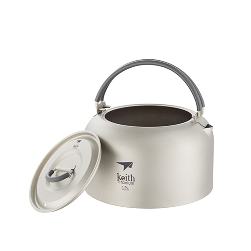 Outdoor Camping Dining Set - Keith チタンケトル 1L、静菌食器、超軽量アウトドアキャンプ食器コーヒーケトル、トラベル調理器具ポット