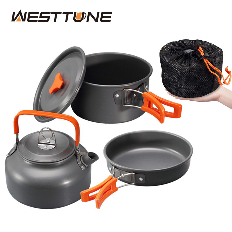 Outdoor Camping Dining Set - WESTTUNE キャンプ調理器具キット アルミ アウトドア ポータブル クッキングセット