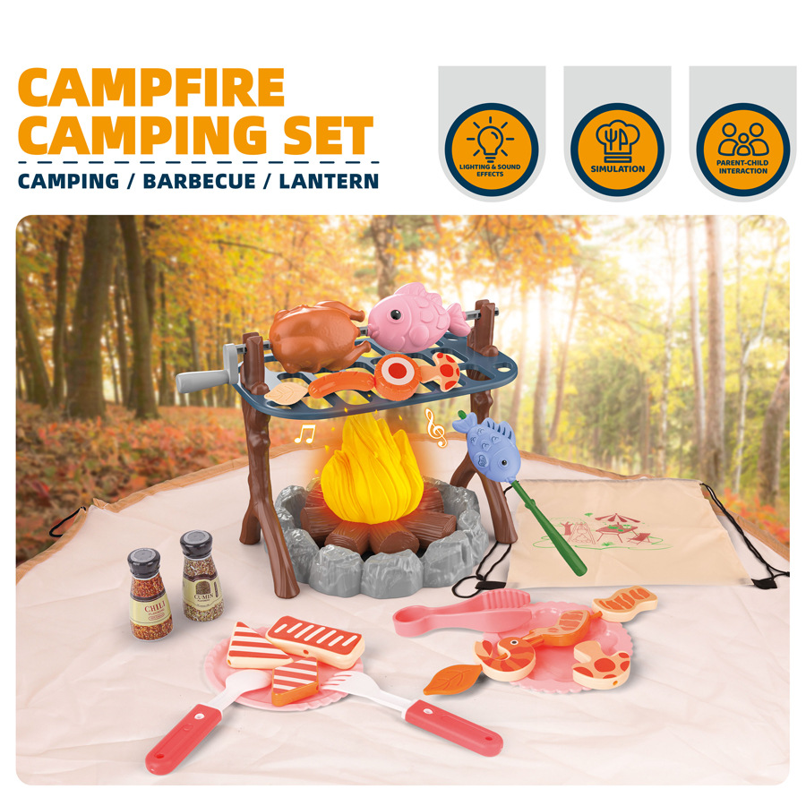 Outdoor Camping For Kids - 子供用キャンプテントセット ベビープレイグラウンド ミニチュアフード 子供用テントハウス 室内・屋外 親子インタラクティブゲームおもちゃ