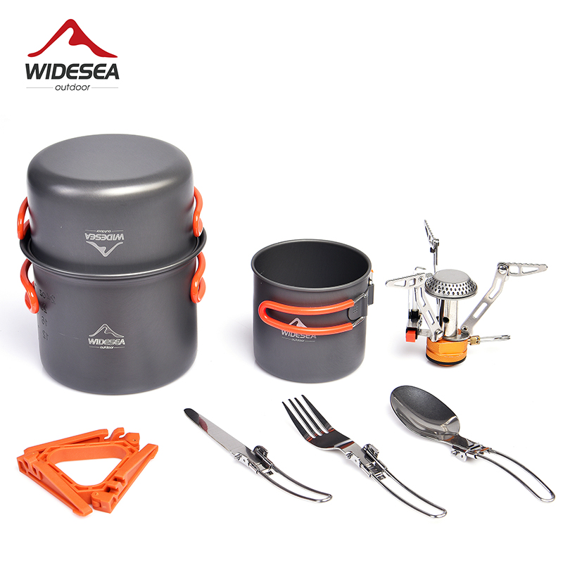 Outdoor Camping Dining Set - 幅のキャンプ用調理器具セット、屋外食器用品用品、バーナーストーブ、折りたたみナイフ、フォーク、ポータブルポットスーツ、縦型カップ