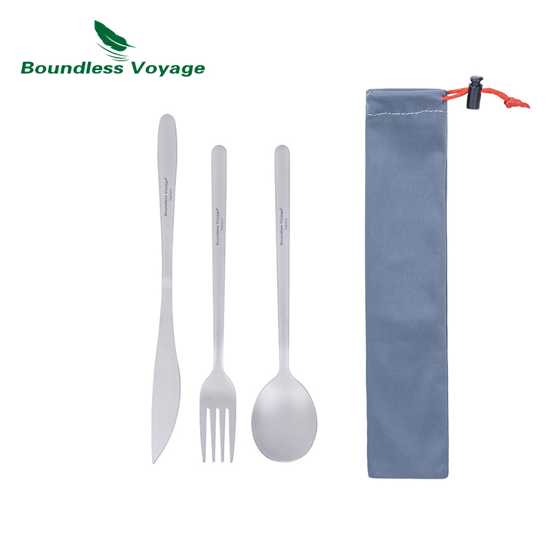 Outdoor Camping Dining Set - 無限の航海-チタンディナーセット、キャンプ用食器、ユーティリティカトラリー、箸、ナイフ、フォーク、スプーンセット、家庭、旅行、3、4個