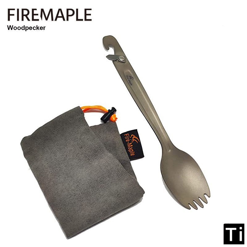 Outdoor Camping Dining Set - 多機能パンチ付きファイヤーメープルチタンスポーツ超軽量ハイキングキャンプカトラリー屋外食器スプレーゴールド勝者