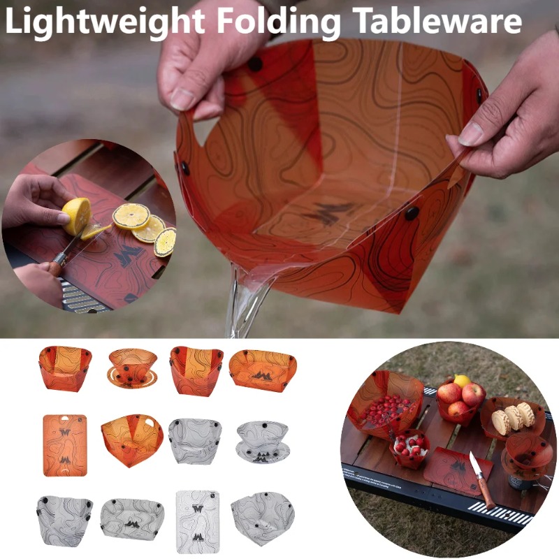 Outdoor Camping Dining Set - 折りたたみ式キャンプ食器ポータブルボウルディナープレートコーヒーフィルター耐熱ボウルプレートセットキャンプ調理用品