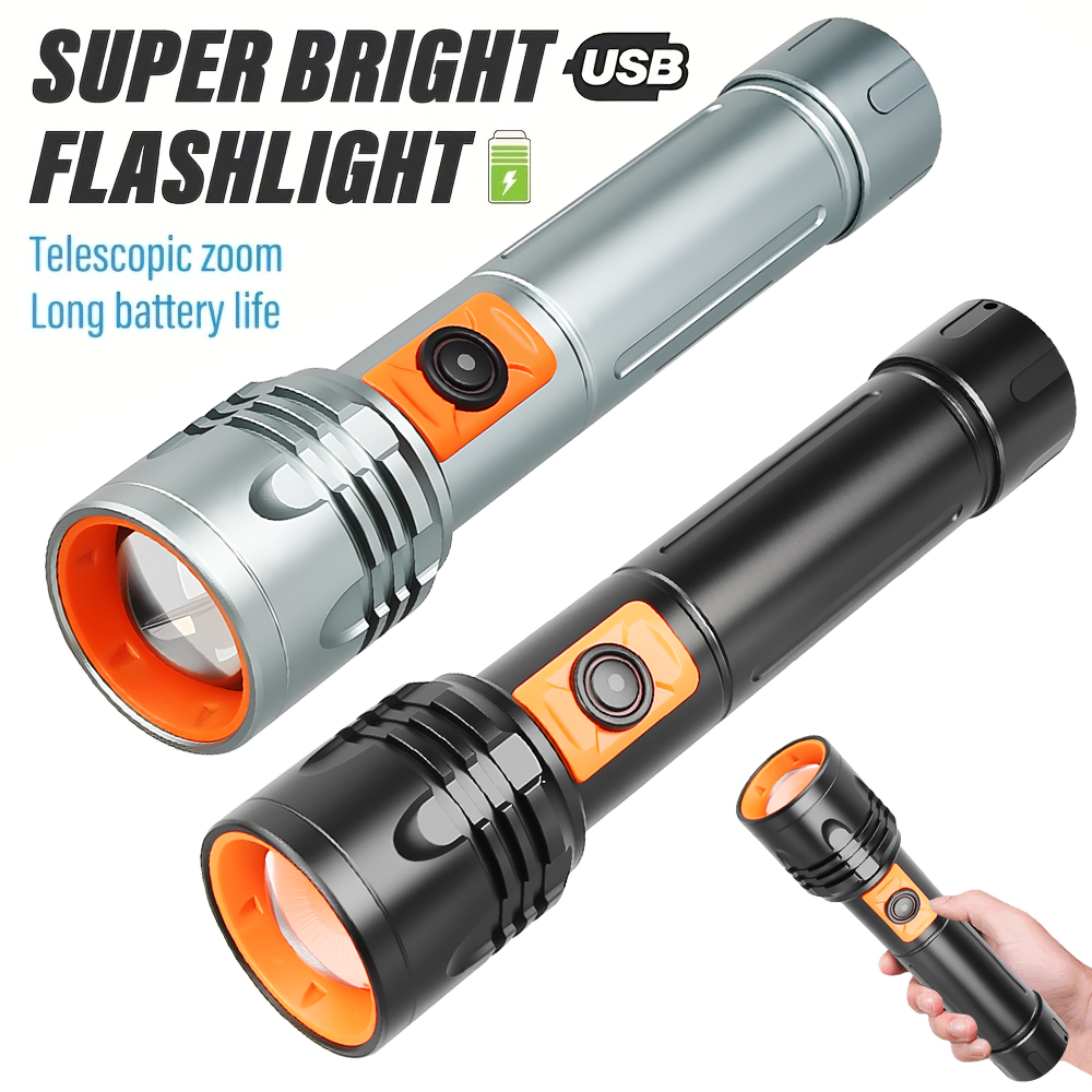 ハイパワー LED 懐中電灯 USB 充電式トーチ、伸縮ズー - Camping Lantern のレビューと価格