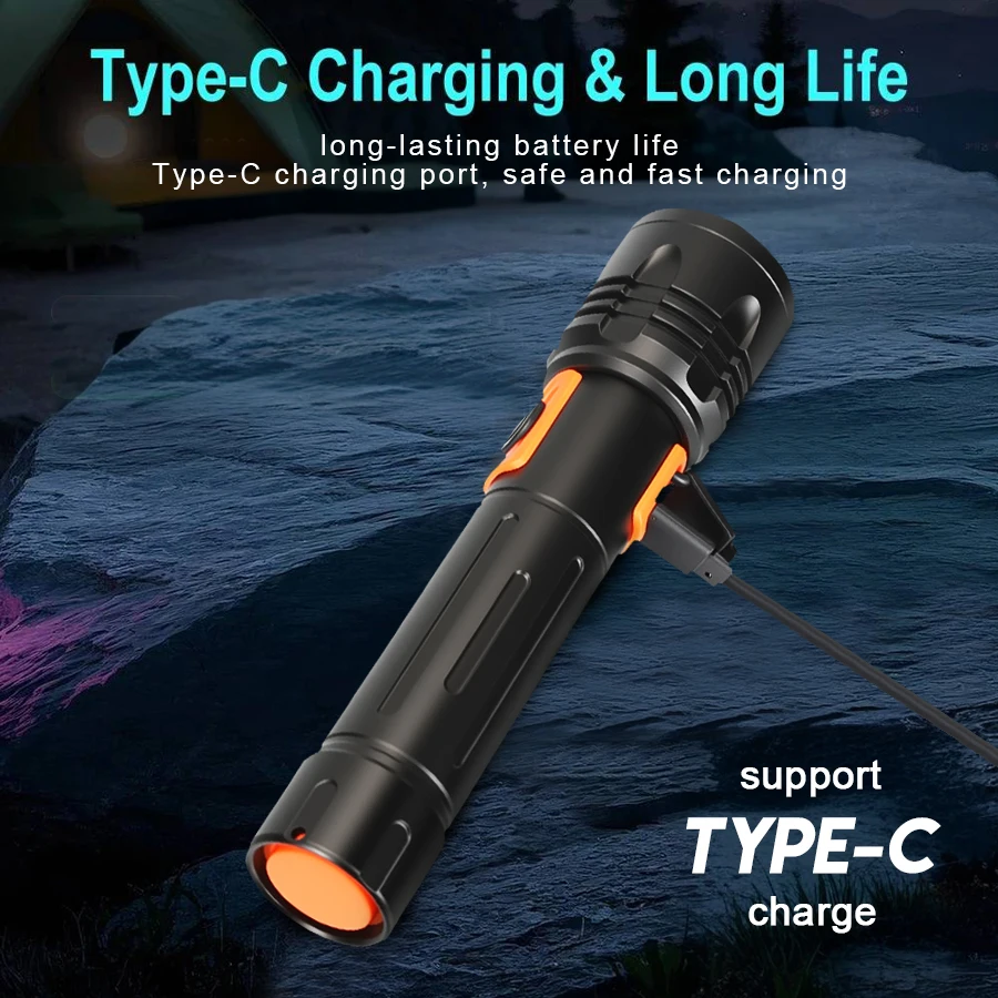 ハイパワー LED 懐中電灯 USB 充電式トーチ、伸縮ズー - Camping Lantern のレビューと価格