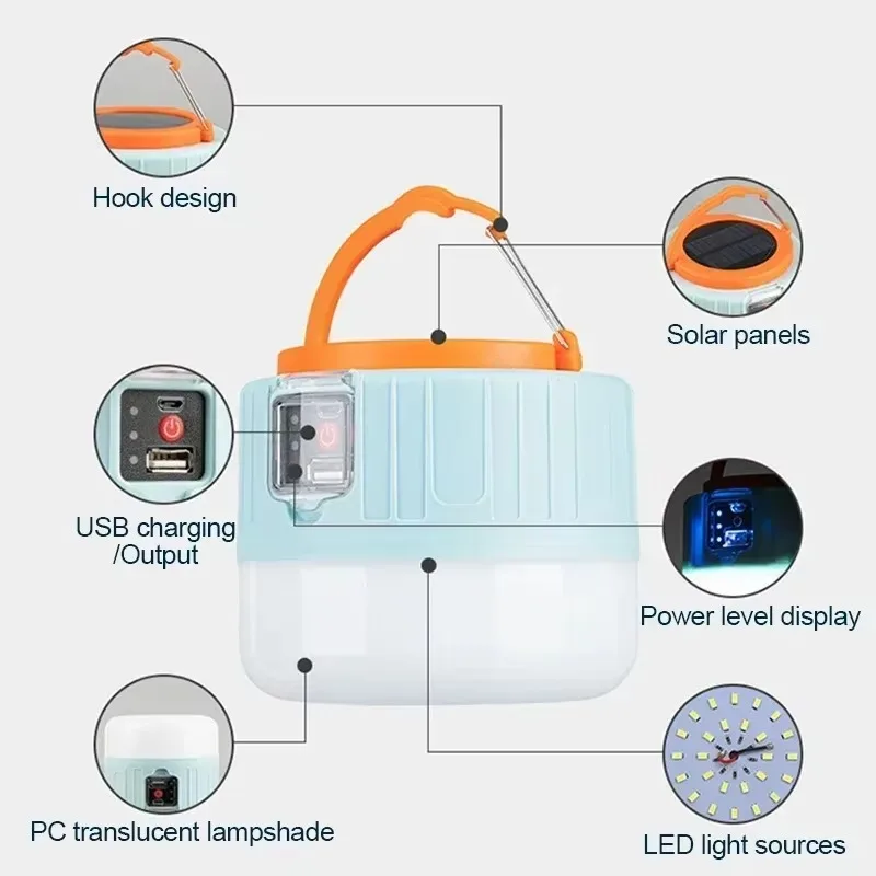 ソーラーキャンプランタン 充電式LEDポータブルワークライト - Camping Lantern のレビューと価格