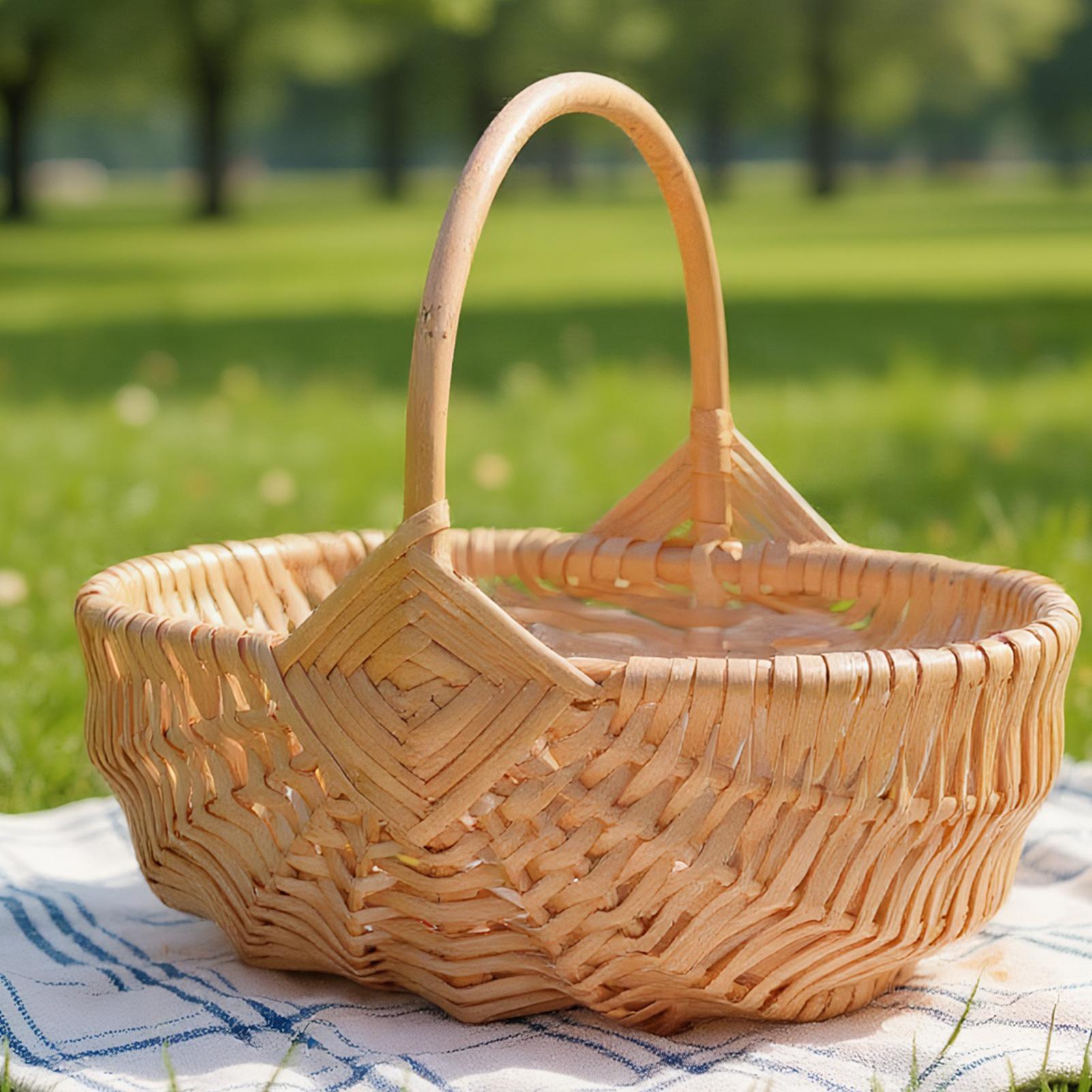 織物製のピクニックバスケット、ハンドル付き、空のピクニック収 - Outdoor Camping Activities のレビューと価格