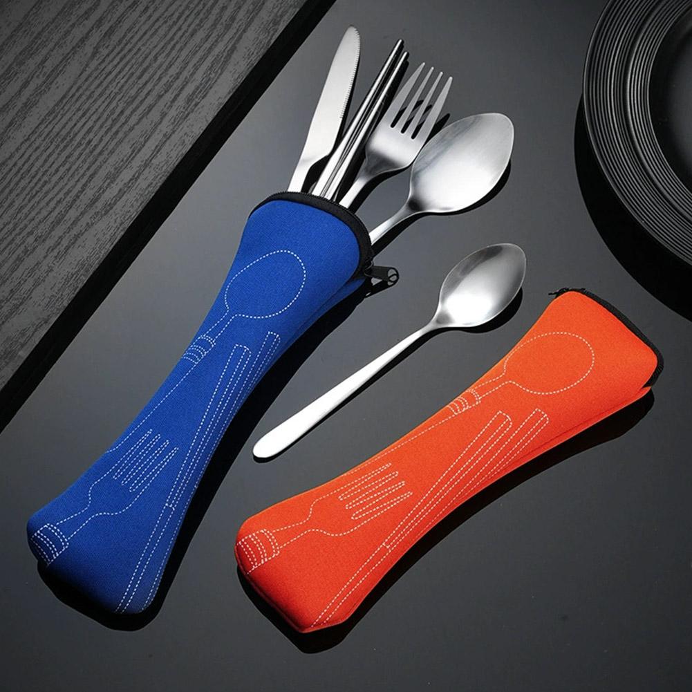 ピクニックセット食器洗浄可能ジッパー付きトラベルカトラリーキ - Outdoor Camping Dining Set のレビューと価格