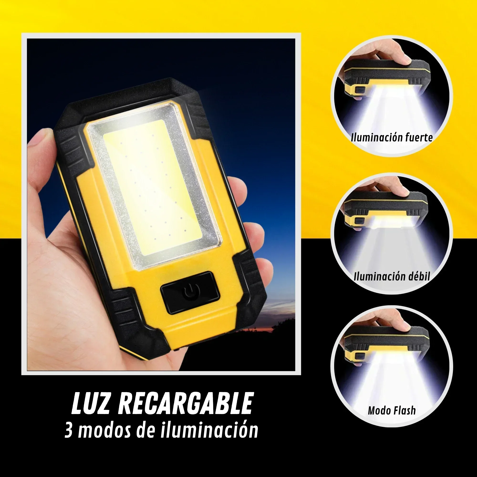 ポータブル4000mAh充電式作業灯 超高輝度COB懐中電灯 - Camping Lantern のレビューと価格