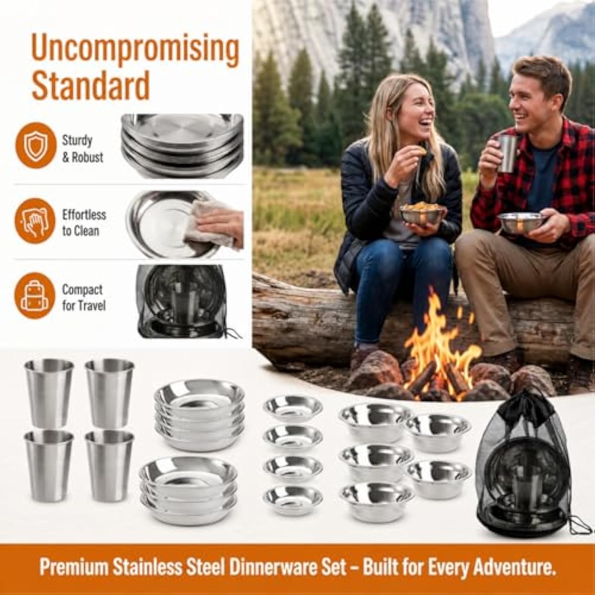 26点セットのステンレス製アウトドアダイニングセット。キャン - Outdoor Camping Dining Set のレビューと価格