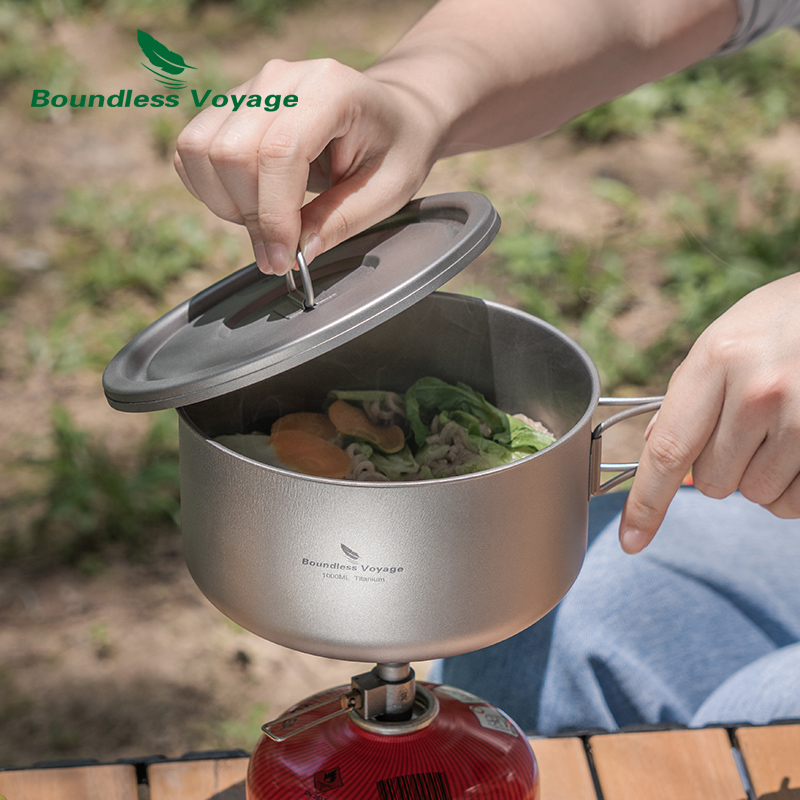 ふた付きのキャンプ用チタンポット,超軽量,屋外料理,単層,弁 - Outdoor Camping Activities のレビューと価格