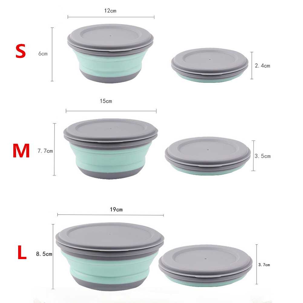 ポータブル折りたたみランチボックスボウルセットシリコン 3  - Outdoor Camping Dining Set のレビューと価格