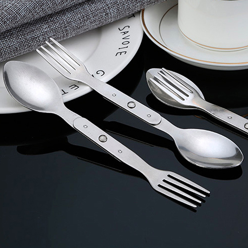 2-in-1 フォークデザートスプーンカトラリーセット屋外キ - Outdoor Camping Dining Set のレビューと価格